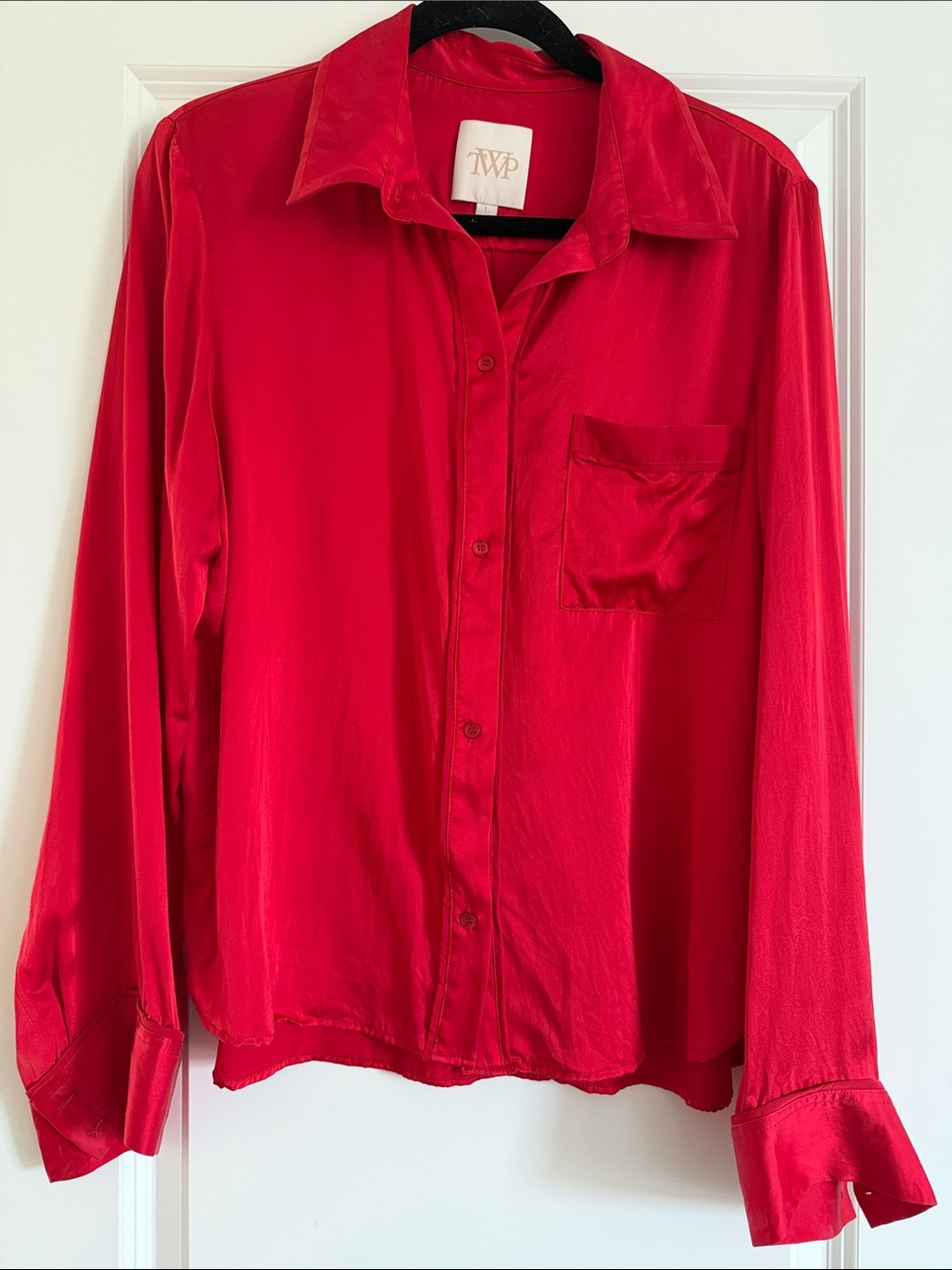 TWP Red Silk-Blend Button-Down Shirt